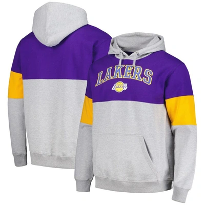 Fanatics Branded Purple Los Angeles Lakers Contrast Pieced Pullover Hoodie