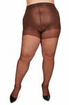 Memoi Curvy Energizing Sheer Tights In French Coffee