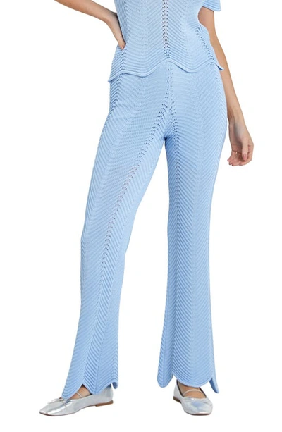 English Factory Wavy Knit Trousers In Powder Blue
