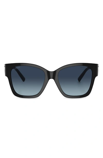 Tiffany & Co 54mm Gradient Polarized Square Sunglasses In Black