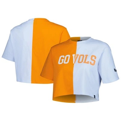Hype And Vice Tennessee Orange/white Tennessee Volunteers Color Block Brandy Cropped T-shirt