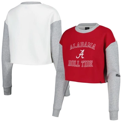 Hype And Vice Crimson Alabama Crimson Tide Colorblock Rookie Crew Pullover Sweatshirt