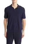 Ted Baker Ustee Cable Stitch Short Sleeve Polo Sweater In Navy