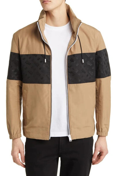 Hugo Boss Crosco Hooded Zip Jacket In Medium Beige