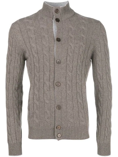 Barba Cashmere Cable Cardigan In Neutrals