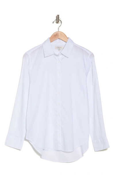 Habitual Long Sleeve Button-up Tunic Shirt In White