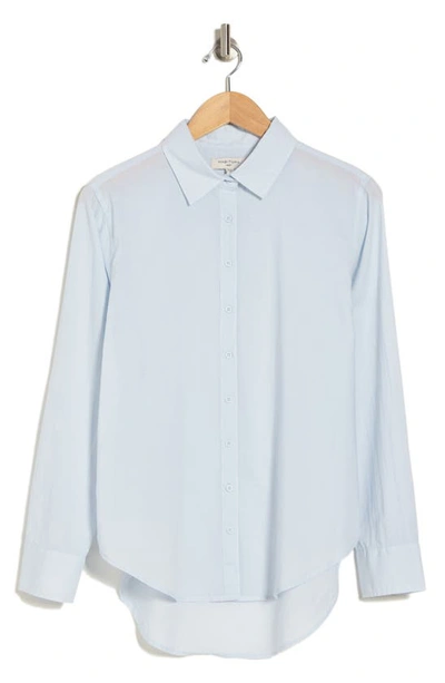 Habitual Long Sleeve Button-up Tunic Shirt In Blue