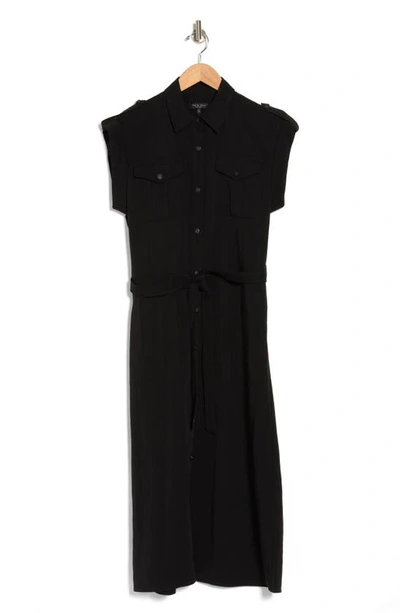 Rag & Bone Roxanne Cap Sleeve Utility Shirtdress In Black