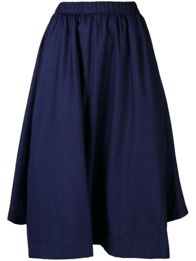 Comme Des Garçons Comme Des Garçons Striped Asymmetric Skirt In Blue