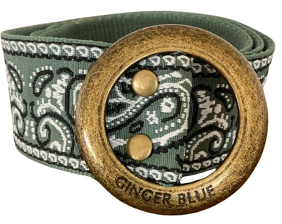 Ginger Blue City Limits Paisley Woven Belt In Sage Green
