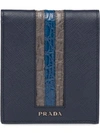 Prada Saffiano Foldover Wallet In Blue