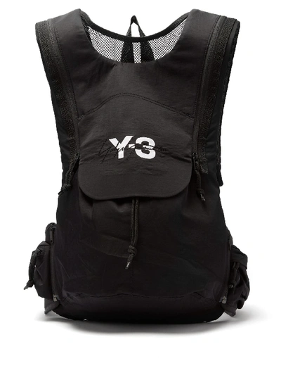Y-3 Logo Printed Backpack In Black