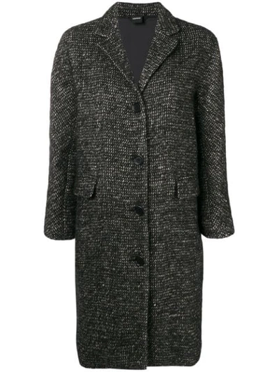 Aspesi Tweed Fitted Coat - Black