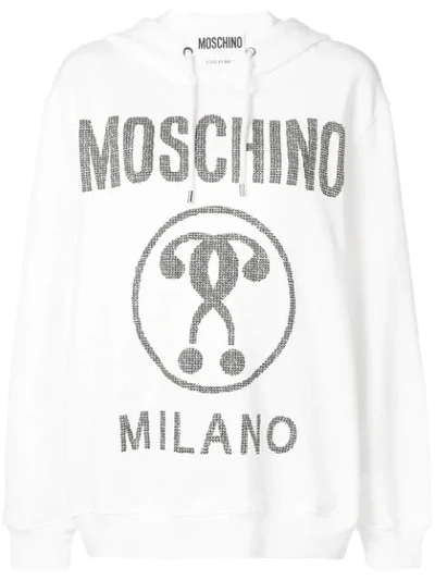 Moschino Logo Print Hoodie - White