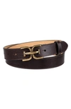 Sam Edelman Logo Buckle Leather Belt In Brown