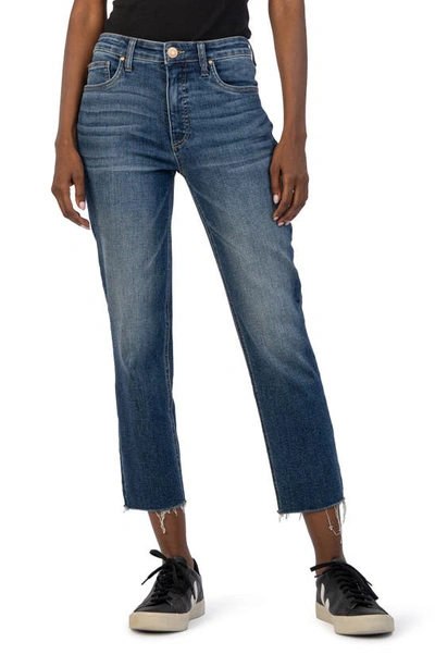 Kut From The Kloth Rachael Fab Ab High Waist Raw Hem Crop Mom Jeans In Explore