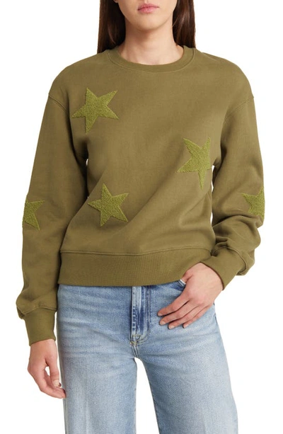 Rails Sonia Star Appliqué Cotton Sweatshirt In Olive