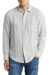 Tommy Bahama Ventana Plaid Linen Button-up Shirt In Gray