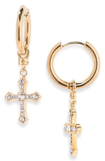 Dolce & Gabbana Dna Cross Hoop Earrings In Gold