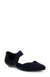 Anne Klein Ostara Almond Toe Flat In Black Stretch