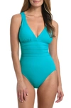La Blanca Cross Back One-piece Swimsuit In Turquoise