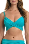 La Blanca Wrap Bra Top In Turquoise