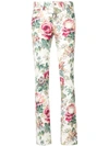 Junya Watanabe Floral Print Skinny Jeans In White