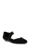 Anne Klein Ostara Almond Toe Flat In Black Micro Suede