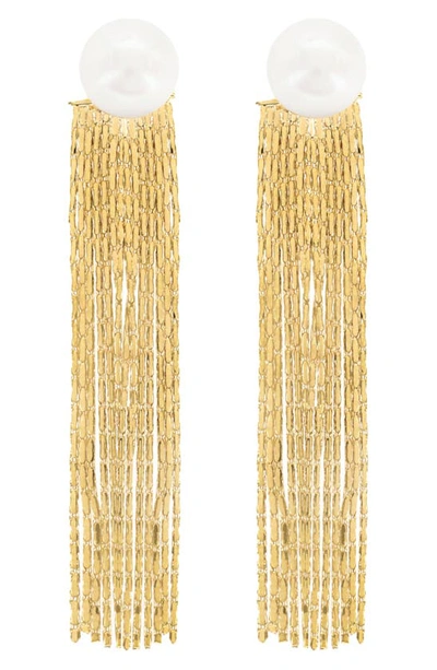 Panacea Freshwater Pearl Fringe Earrings In White