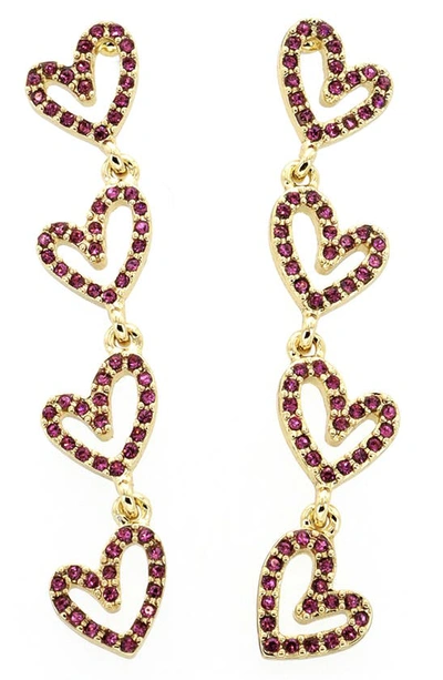 Panacea Pink Crystal Open Heart Linear Drop Earrings