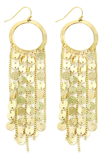 Panacea Disc Chain Drop Earrings In Gold