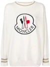 Moncler Round Neck Jumper /maglia Logo In Off White