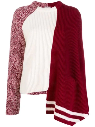 Mrz Asymmetric Ribbed Knit Sweater In Red
