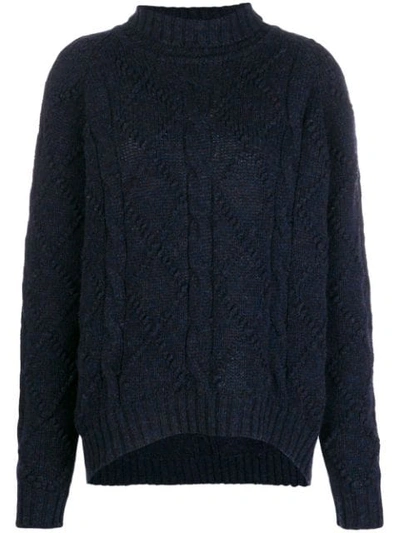 Jil Sander Cable-knit Roll-neck Sweater - Blue