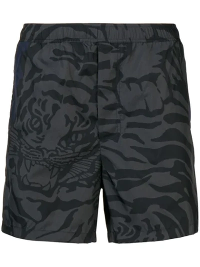 Valentino Tiger Camouflage Swim Shorts In Grey