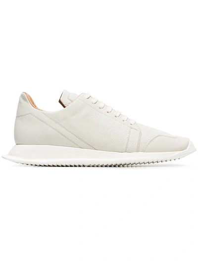 Rick Owens Oblique Full-grain Leather Sneakers - White