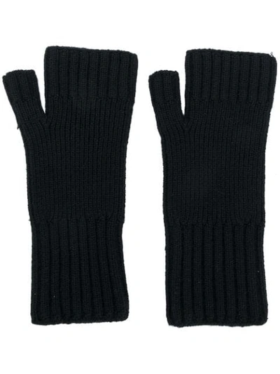Ami Alexandre Mattiussi Fisherman's Rib Fingerless Gloves In Black