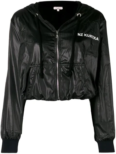 Natasha Zinko Logo Cropped Hooded Jacket In Black