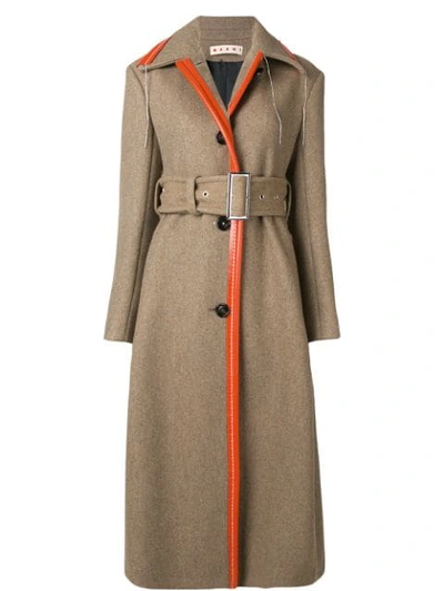 Marni Hanging Thread Detail Coat In Y4002 Dijon/orangered