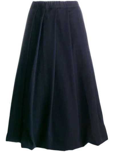 Comme Des Garçons Pleated Midi Skirt In Blue