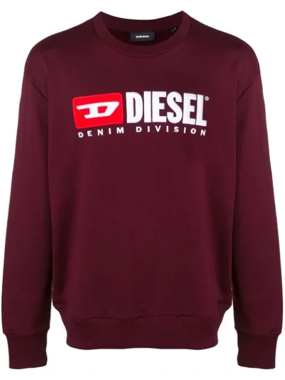Diesel S-crew-division Cotton-jersey Sweatshirt In Red