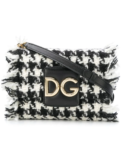 Dolce & Gabbana Dg Millennials Cross-body Bag In Two-tone Tweed In Black