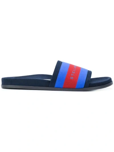 Stella Mccartney Striped Slides In Blue