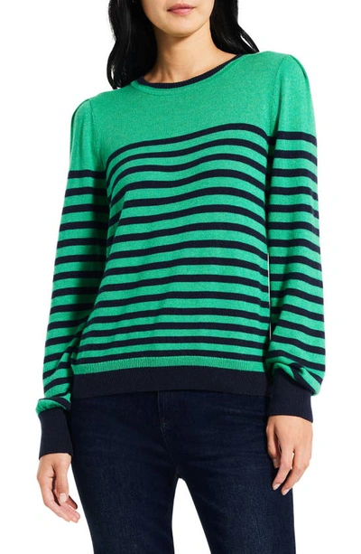 Nic + Zoe Stripe Sweater In Green Multi