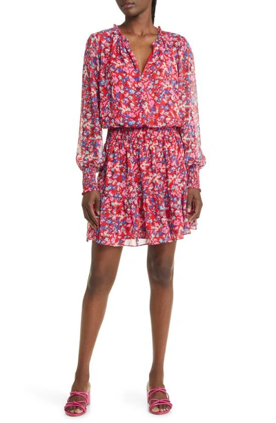 Chelsea28 Floral Print Long Sleeve Chiffon Dress In Pink Multi