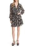 Chelsea28 Floral Print Long Sleeve Chiffon Dress In Black Floral