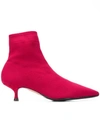 Anna F . Stiletto Ankle Boots - Red