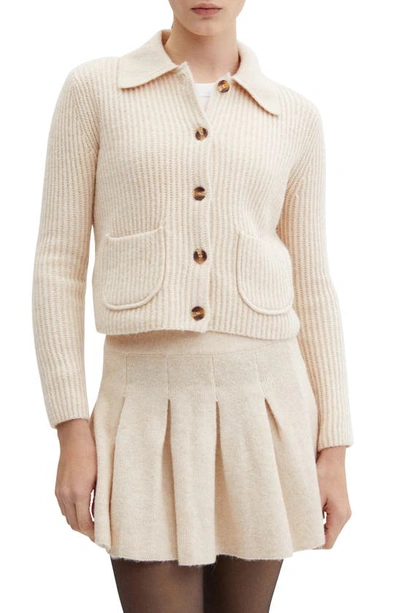 Mango Marisas Collar Cardigan In Light Pastel Brown