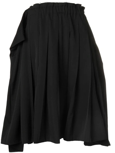 Comme Des Garçons Comme Des Garçons Pleated Wool-gabardine Midi Skirt In Black