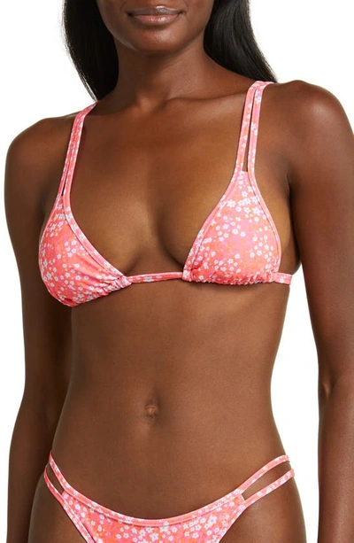 Kulani Kinis Strappy Bralette Bikini Top In Coral Crush